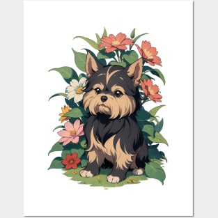 Floral Terrier's Serenity Posters and Art